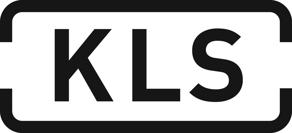 KLS-Logo in einem abgerundeten Rechteck.